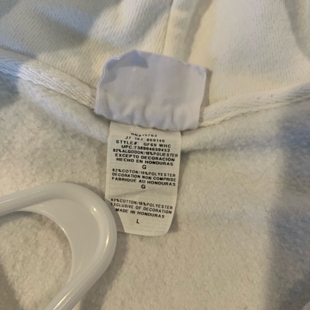 Champion White Full Zippered Pocket Hoodie, Size Large - Picture 5 of 8